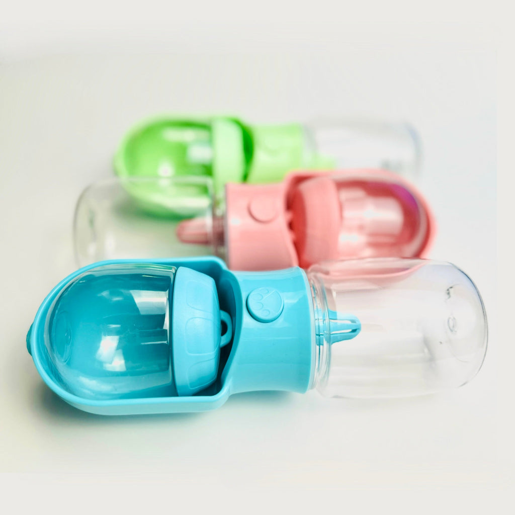 PetPaw™ 3-in-1 Portable Pet Water Bottle - Travel Dispenser with Food Storage